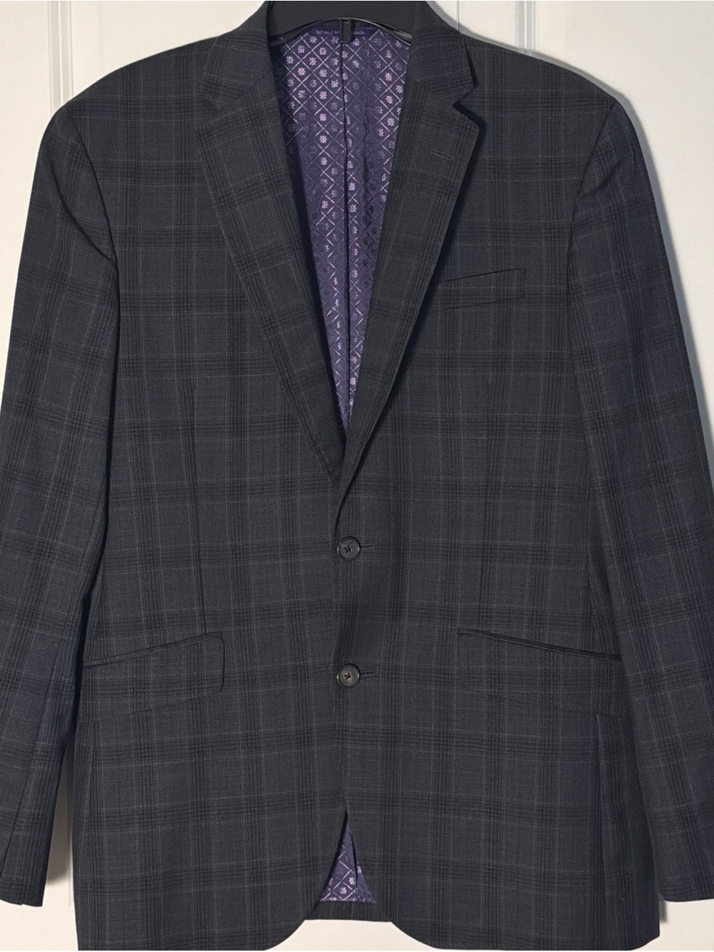 Ted Baker Endurance Men's Charcoal Plaid Blazer - Classic Two-Button Suit Jacket